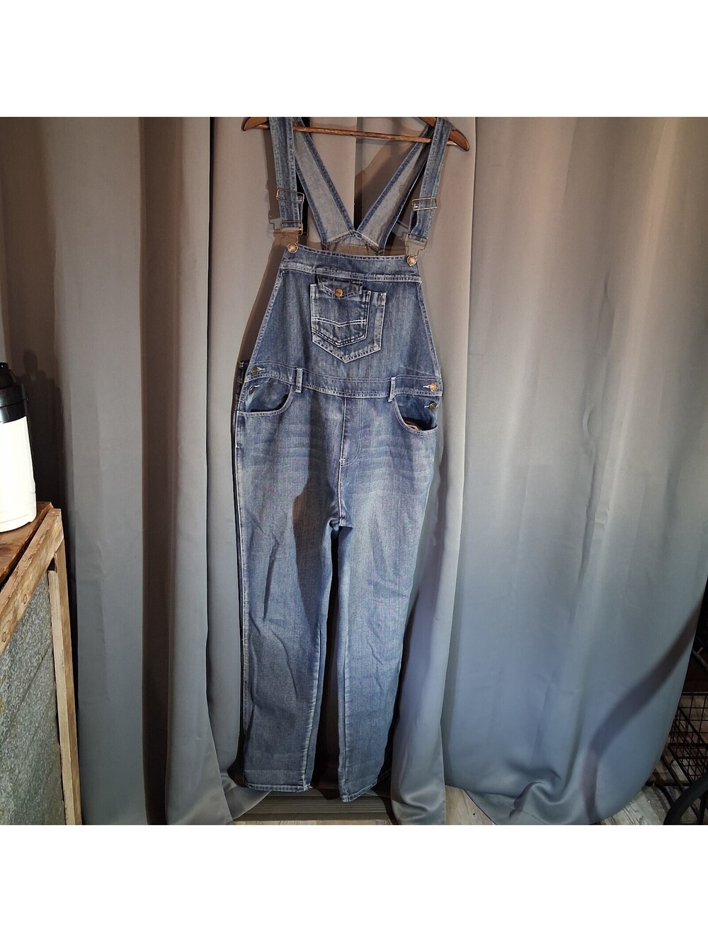 anna-kaci Women's Denim Overalls with Adjustable Straps, Size XL/Waist 38